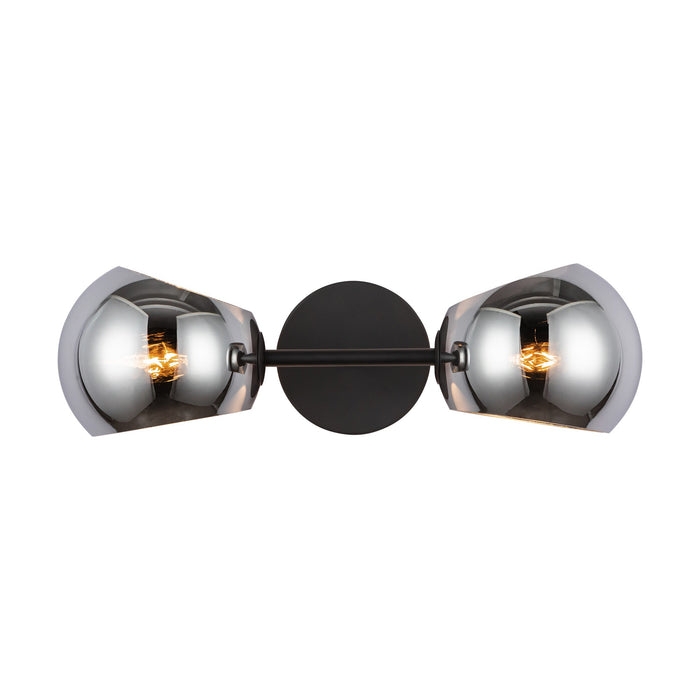Willow 17-in Matte Black/Smoked Solid Glass 2 Lights Wall/Vanity by Alora Lighting | WV548217MBSM | Alora Lighting