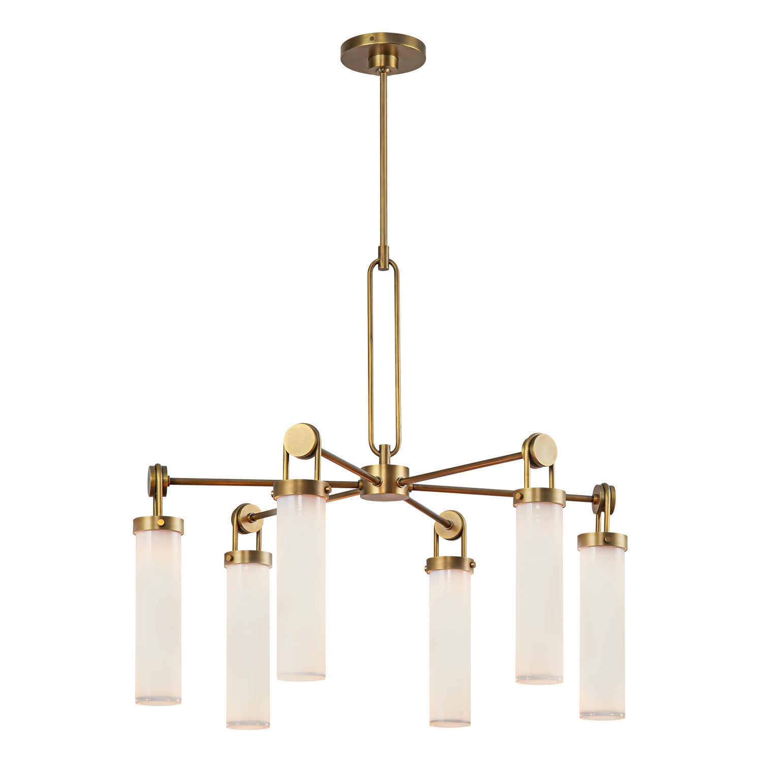 Wynwood 32-in Vintage Brass/Glossy Opal 6 Lights Chandelier by Alora Lighting | CH355632VBGO | Alora Lighting