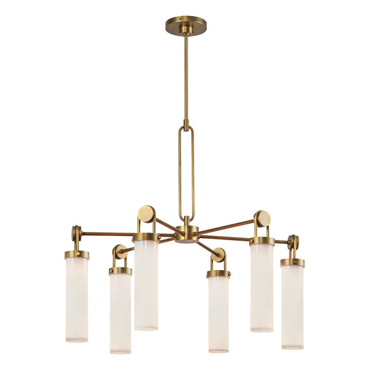 Wynwood 32-in Vintage Brass/Glossy Opal 6 Lights Chandelier by Alora Lighting | CH355632VBGO | Alora Lighting