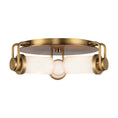 Load image into Gallery viewer, Wynwood 17-in Vintage Brass/Glossy Opal 3 Lights Flush Mount by Alora Lighting | FM355317VBGO | Alora Lighting
