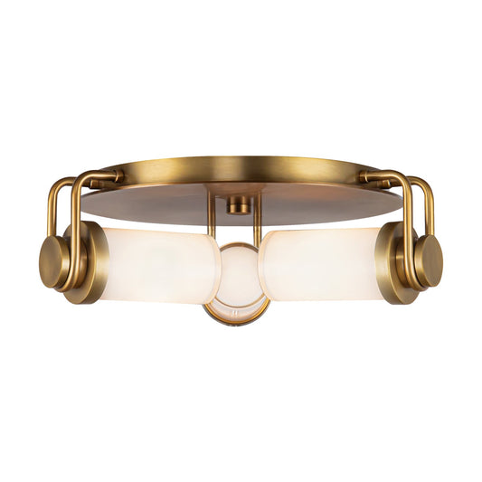 Wynwood 17-in Vintage Brass/Glossy Opal 3 Lights Flush Mount by Alora Lighting | FM355317VBGO | Alora Lighting