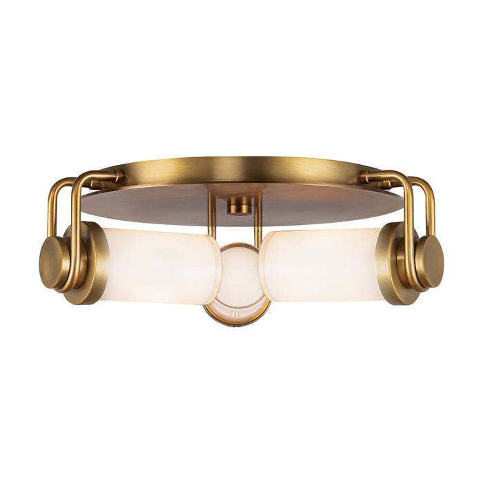 Wynwood 17-in Vintage Brass/Glossy Opal 3 Lights Flush Mount by Alora Lighting | FM355317VBGO | Alora Lighting