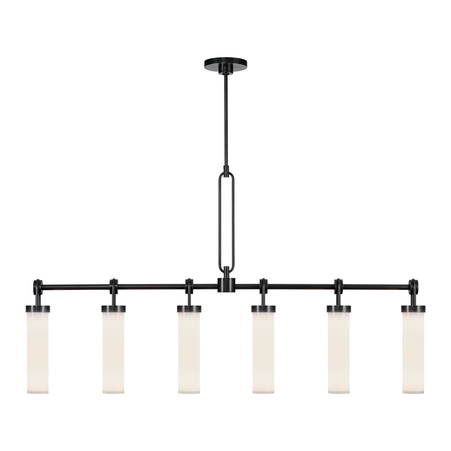Wynwood 52-in Urban Bronze/Glossy Opal 6 Lights Linear Pendant by Alora Lighting | LP355652UBGO | Alora Lighting