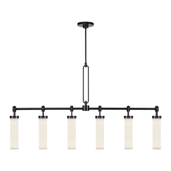 Wynwood 52-in Urban Bronze/Glossy Opal 6 Lights Linear Pendant by Alora Lighting | LP355652UBGO | Alora Lighting