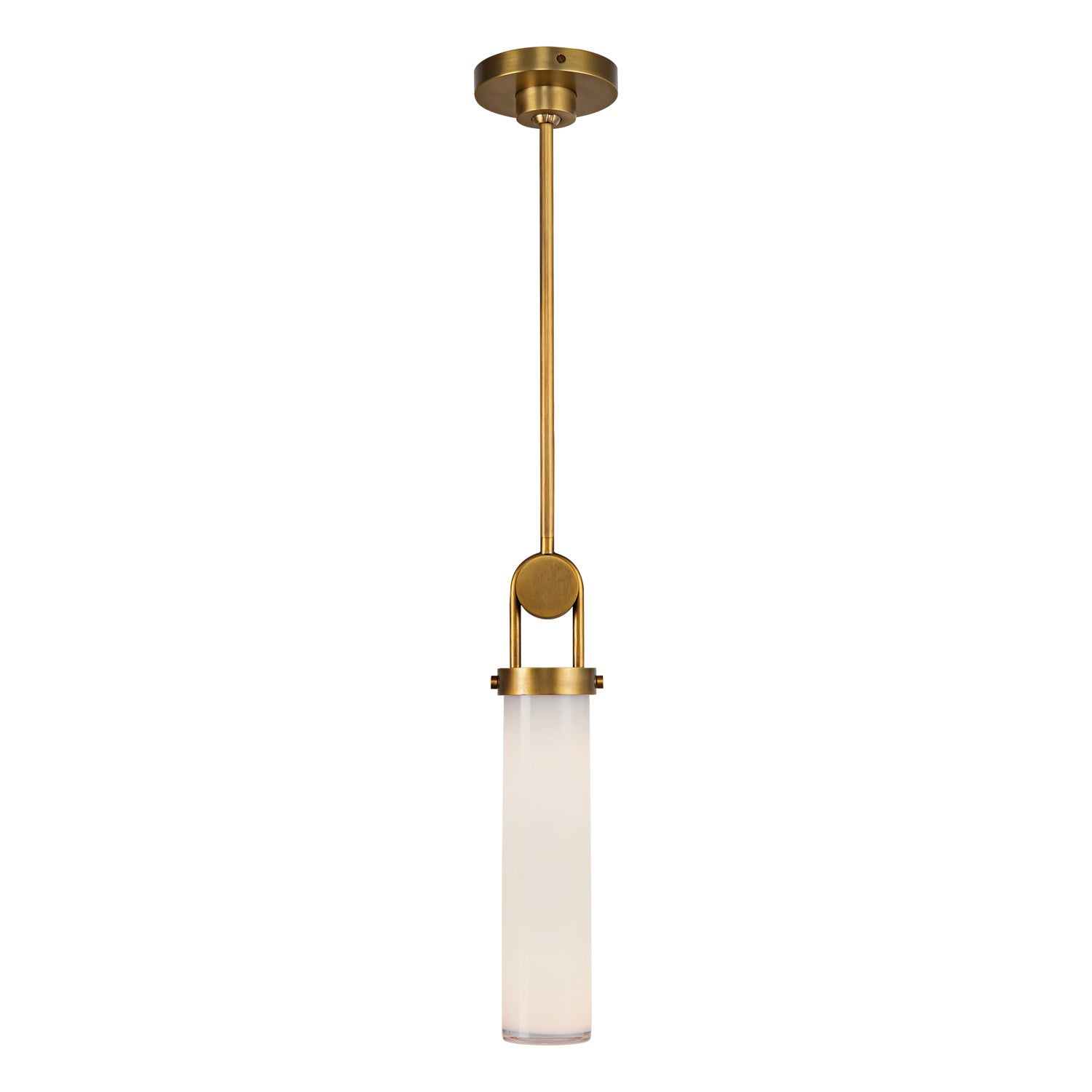 Wynwood 15-in Vintage Brass/Glossy Opal 1 Light Pendant by Alora Lighting | PD355015VBGO | Alora Lighting
