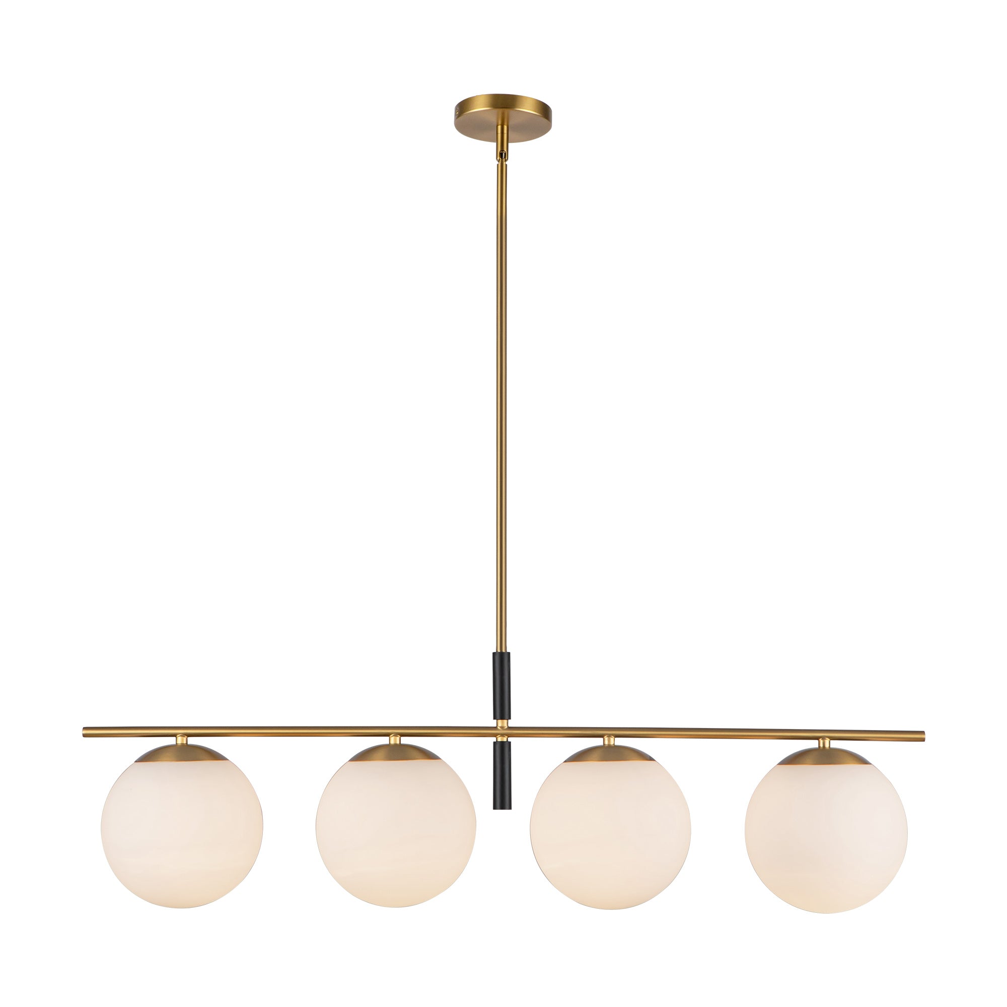 Zuri 37-in Brushed Gold/Opal Glass Socket Linear Pendant by Alora Lighting | LP421437BGOP | Alora Lighting