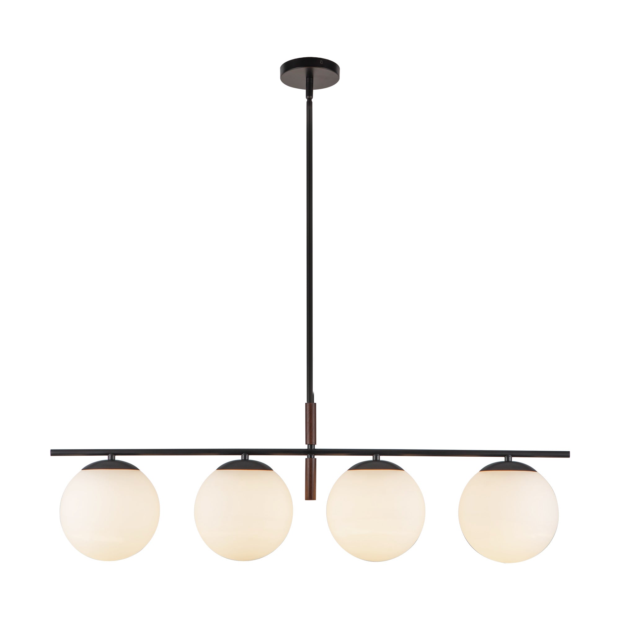 Zuri 37-in Matte Black/Opal Glass Socket Linear Pendant by Alora Lighting | LP421437MBOP | Alora Lighting
