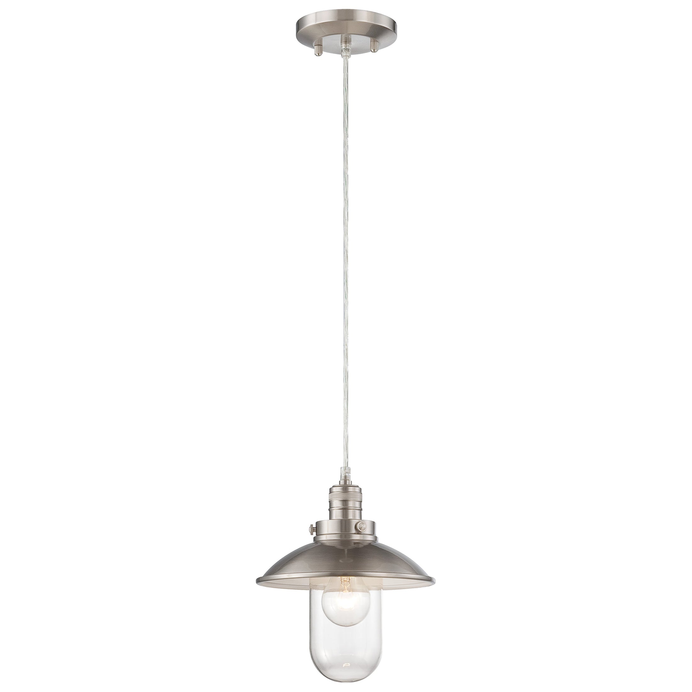 Downtown Edison 1 Light Mini Pendant in Brushed Nickel Finish with Clear Glass - Minka-Lavery