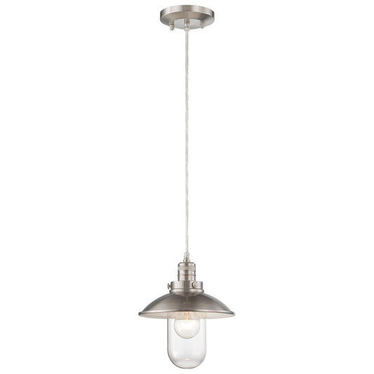Downtown Edison 1 Light Mini Pendant in Brushed Nickel Finish with Clear Glass - Minka-Lavery