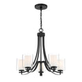 Load image into Gallery viewer, Parsons Studio 5 Light Chandelier in Sand Coal Finish with Clear and Etched White Glass - Minka-Lavery
