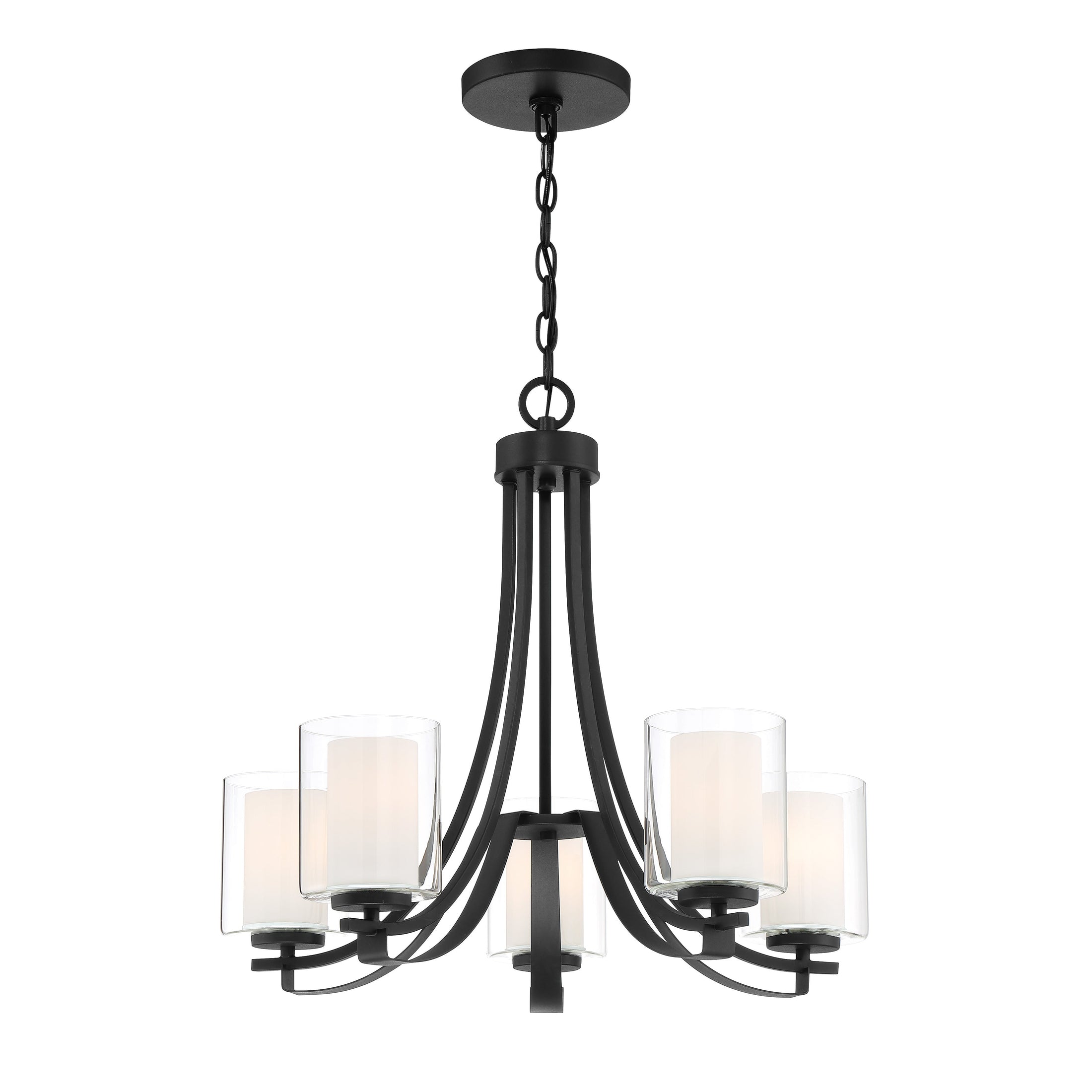 Parsons Studio 5 Light Chandelier in Sand Coal Finish with Clear and Etched White Glass - Minka-Lavery