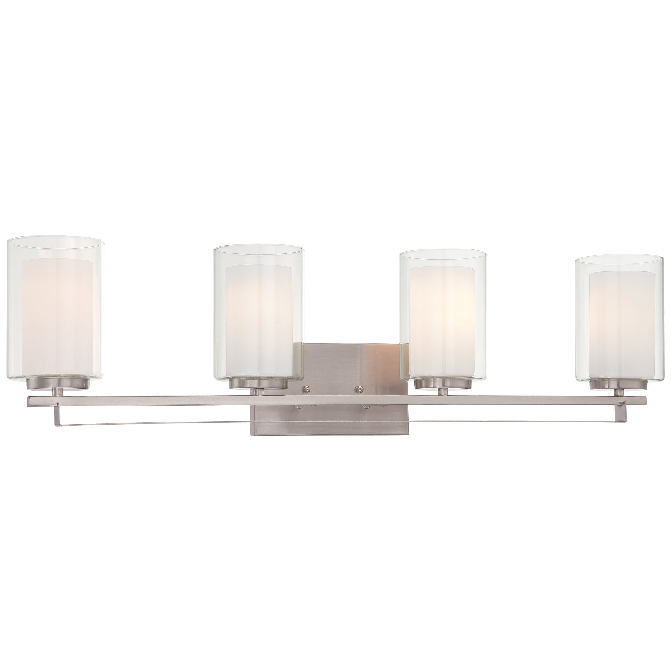 Parsons Studio 4 Light Bath in Brushed Nickel Finish with Clear and Etched White Glass - Minka-Lavery