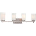 Parsons Studio 4 Light Bath in Brushed Nickel Finish with Clear and Etched White Glass - Minka-Lavery