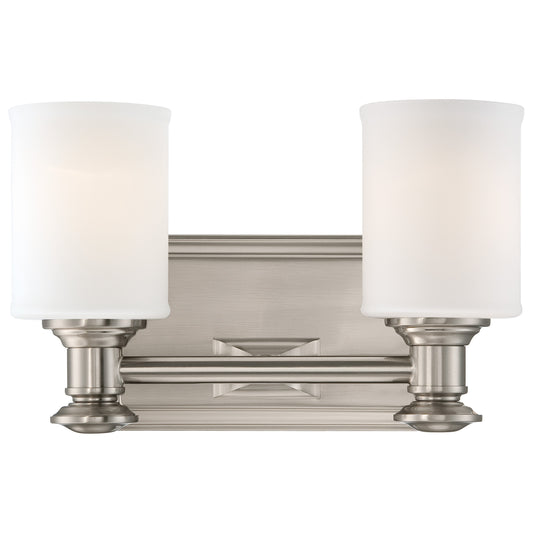Harbour Point 2 Light Bath Light in a Brushed Nickel Finish with Etched Opal Glass - Minka-Lavery
