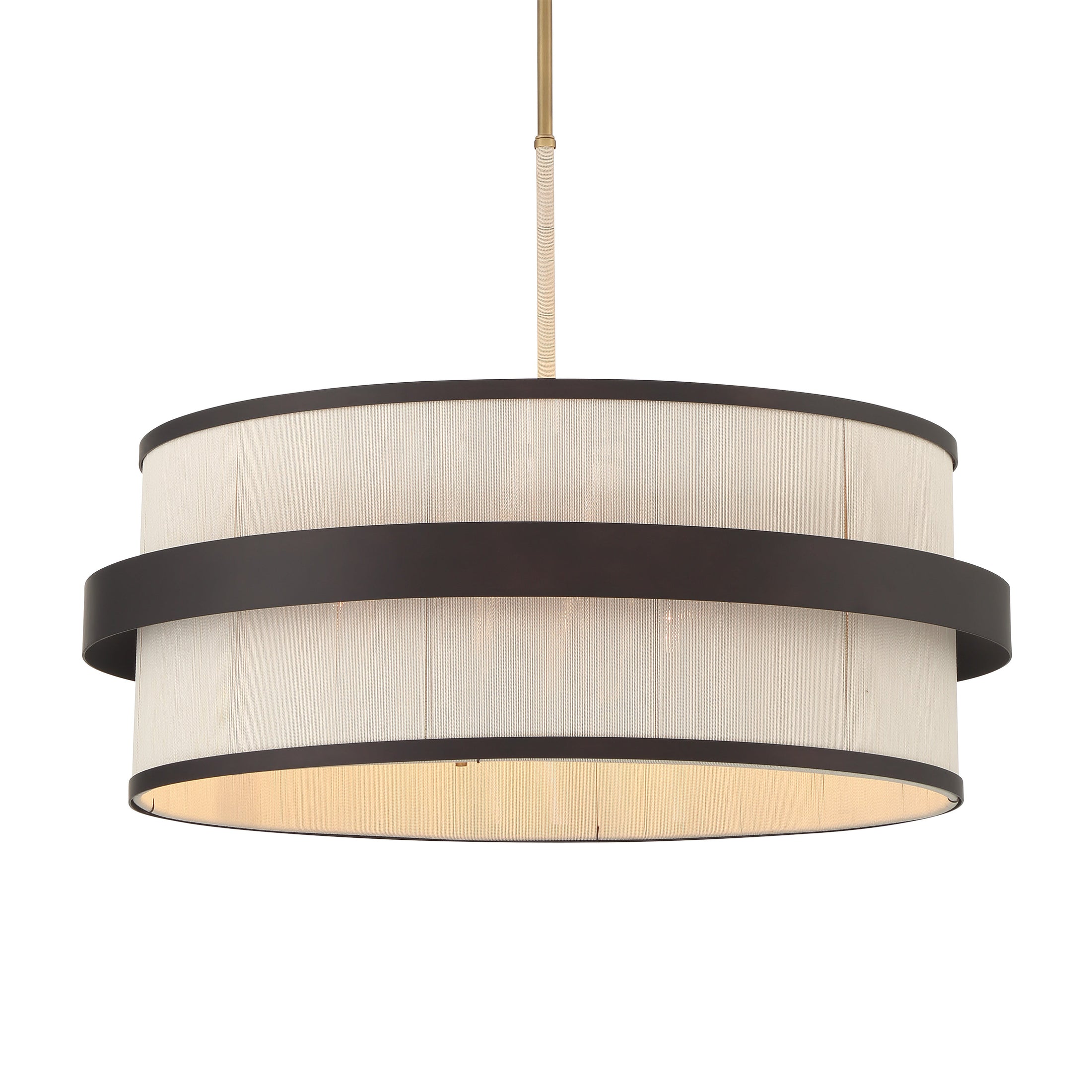 Harbor Wrap 6-Light Pendant - Dark Bronze and Painted Legacy Brass with Tan Cotton Thread - Minka-Lavery