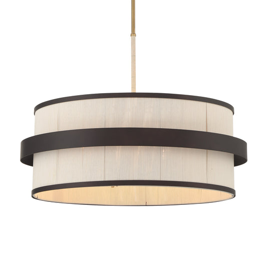Harbor Wrap 6-Light Pendant - Dark Bronze and Painted Legacy Brass with Tan Cotton Thread - Minka-Lavery