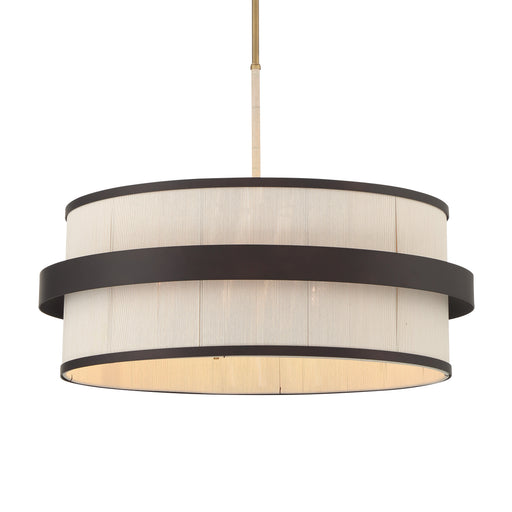 Harbor Wrap 6-Light Pendant - Dark Bronze and Painted Legacy Brass with Tan Cotton Thread - Minka-Lavery