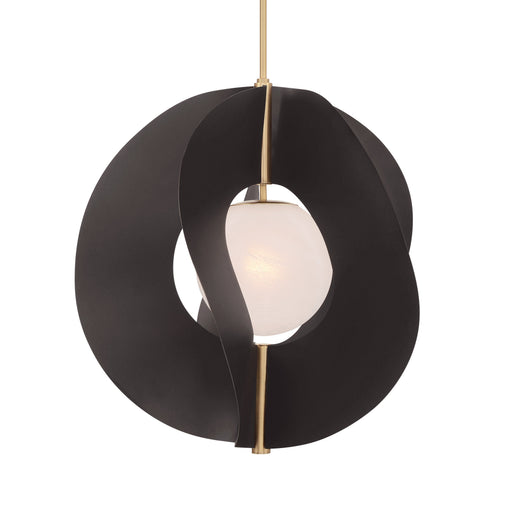 Gloria 1-Light Pendant - Dark Bronze and Legacy Brass with Etched Alabaster Glass - Minka-Lavery