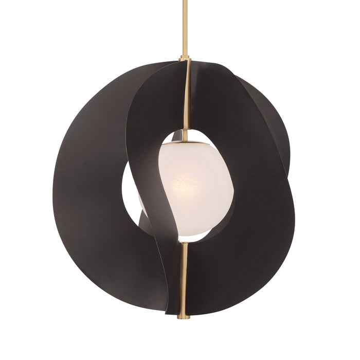 Gloria 1-Light Pendant - Dark Bronze and Legacy Brass with Etched Alabaster Glass - Minka-Lavery