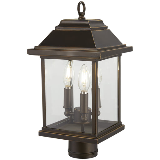 Mariner's Pointe 3 Light Post Mount in Oil Rubbed Bronze Finish with Gold Highlights with Clear Glass - Minka-Lavery