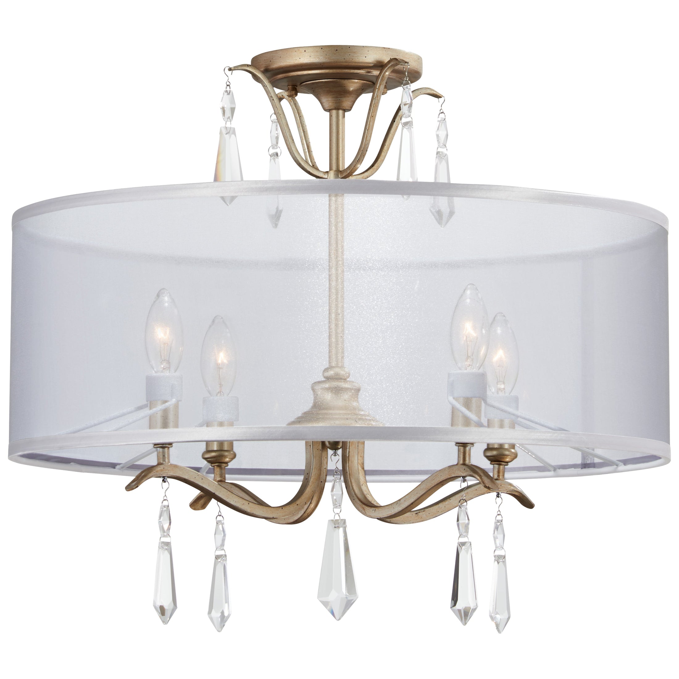 Laurel Estate 4 Light Pendant in Brio Gold with Translucent Sheer Shade - Minka-Lavery