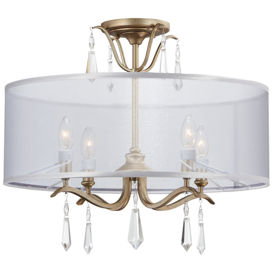 Laurel Estate 4 Light Pendant in Brio Gold with Translucent Sheer Shade - Minka-Lavery