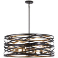 Load image into Gallery viewer, Vortic Flow 8 Light Pendant in Dark Bronze Finish with Mosaic Gold Interior - Minka-Lavery
