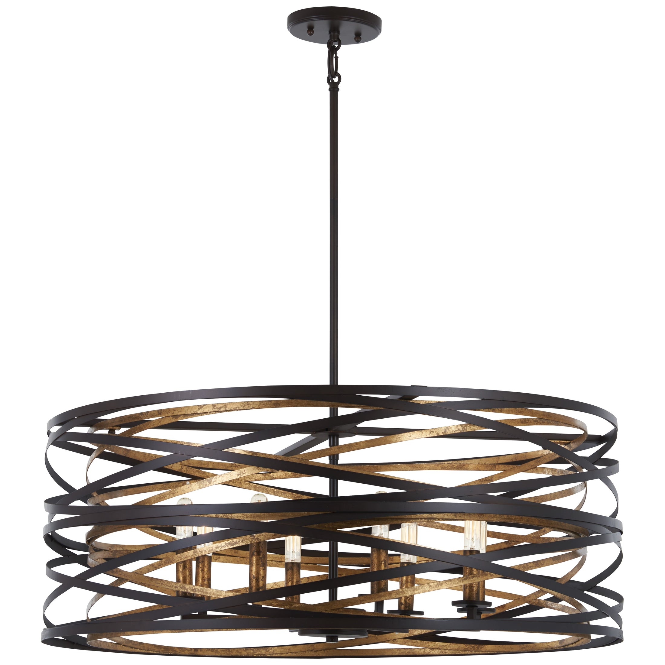 Vortic Flow 8 Light Pendant in Dark Bronze Finish with Mosaic Gold Interior - Minka-Lavery