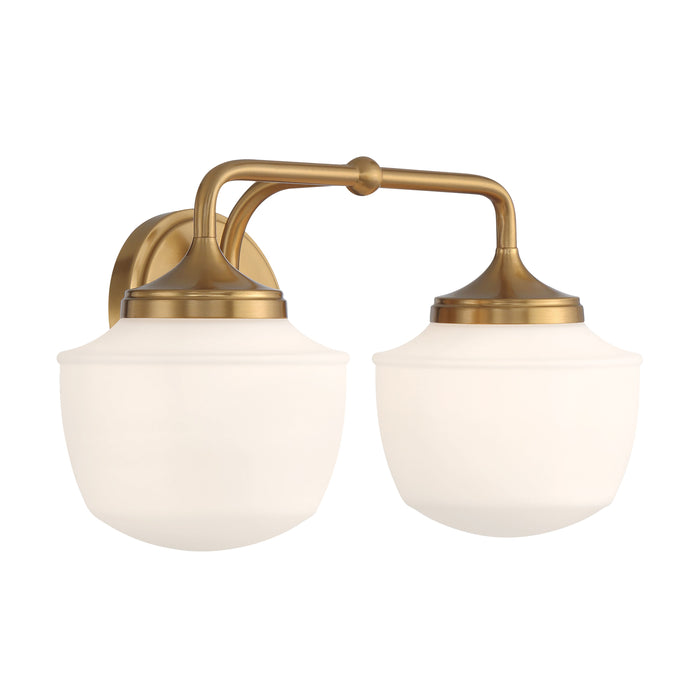 Cornwell 2 Light Bath Vanity in Aged Brass, Reversible, with Etched Opal Glass - Minka-Lavery