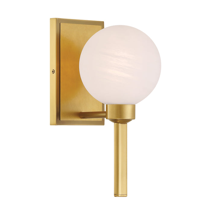 Mooncrest 1-Light Vanity - Legacy Brass with Etched Alabaster Glass - Minka-Lavery