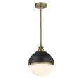 Load image into Gallery viewer, Vorey 1 Light Pendant in Coal and Oxidized Aged Brass Finish with Etched Opal Glass. - Minka-Lavery
