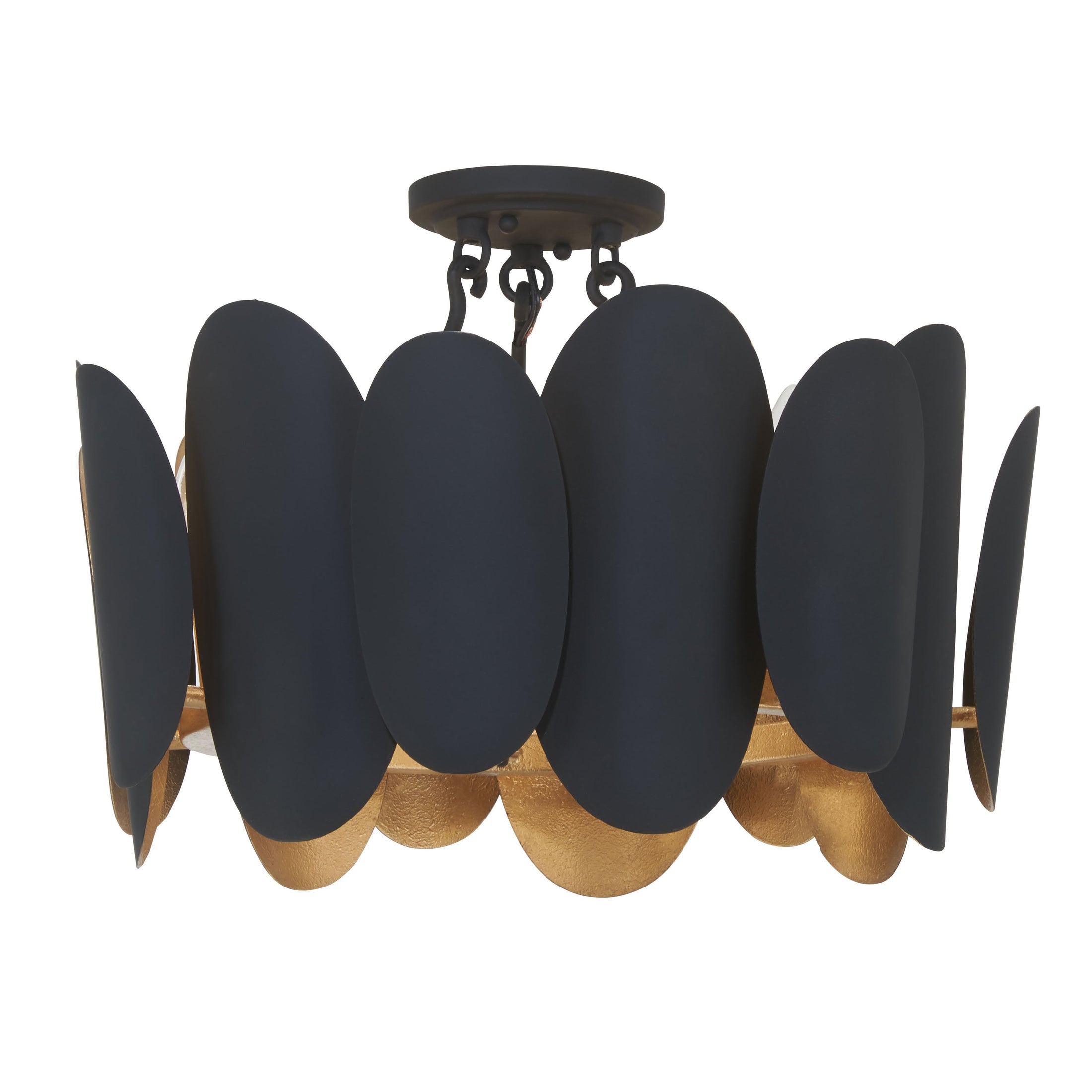 Vailen 7-Light Semi Flush - Dark Matte Black and Textured Gold - Minka-Lavery
