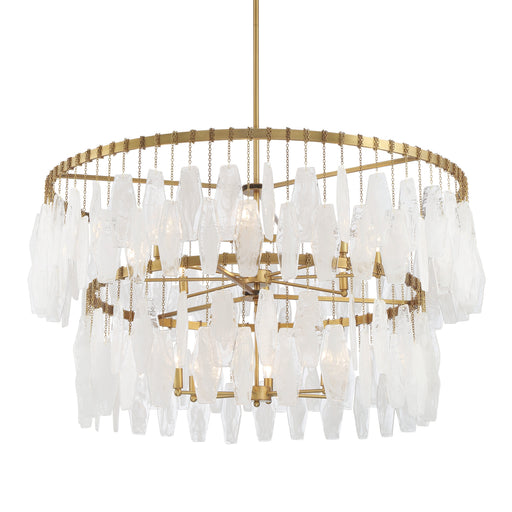 Willow 14-Light Pendant - Legacy Brass with White Swirl Glass - Minka-Lavery