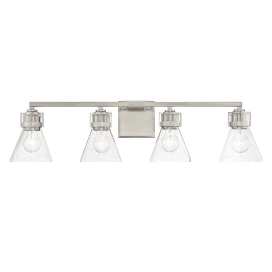 Chatham Square 4 Light Bath in Brushed Nickel Finish with Clear Seeded Glass - Minka-Lavery