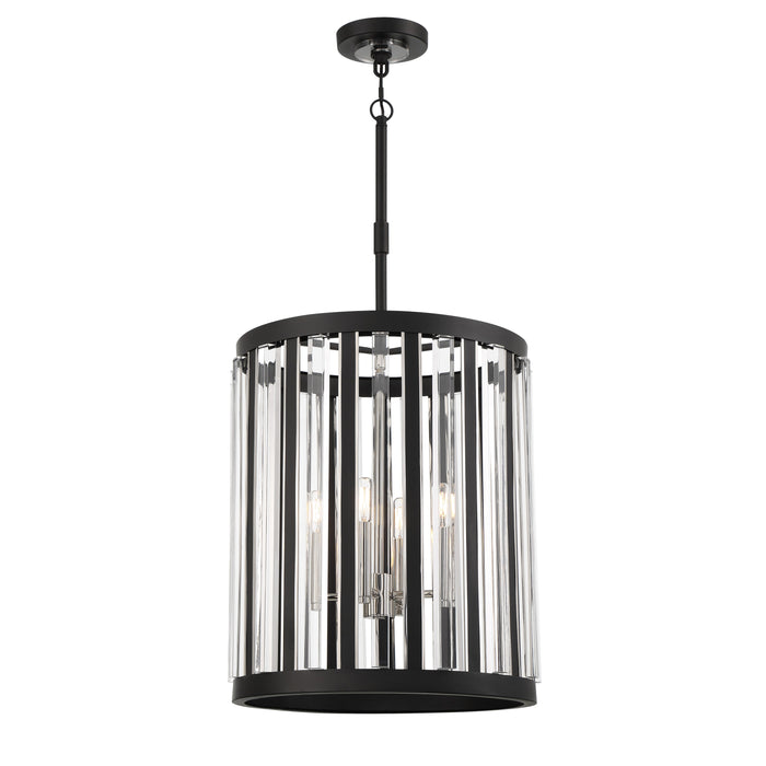 Majestic Splendor 4 Light Pendant Fixture in Metal with Acrylic Accents in Sand Coal and Polished Nickel Finish - Minka-Lavery