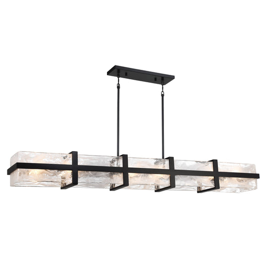 Cloud Break 60" 12 Light Island with Cloud Glass in a Coal Black Finish - Minka-Lavery