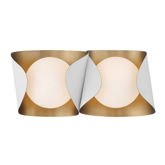 Flare 2-Light Vanity - Sand White and Legacy Brass with Etched Opal Glass - Minka-Lavery