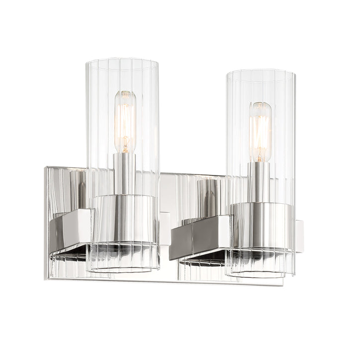 Vernon Place 2 Light Bath in Chrome and Clear Ribbed Glass - Minka-Lavery