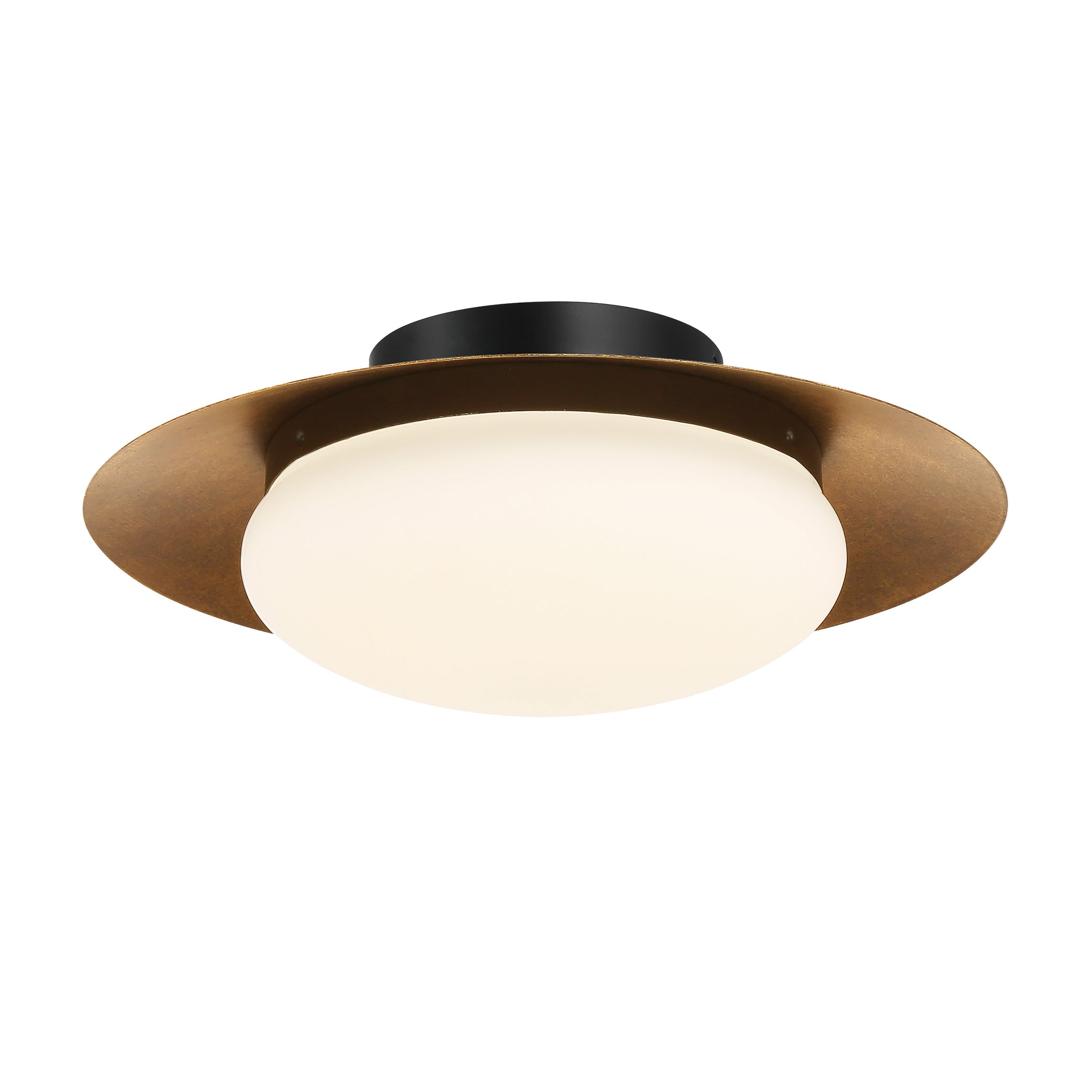 Zinola Zinola – 15" LED Flush Mount in Halcyon Gold and Sand Coal Finish with Etched Opal Glass - Minka-Lavery
