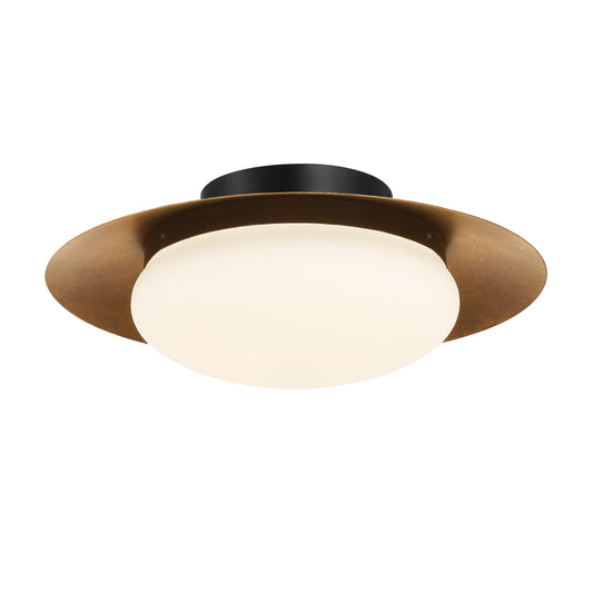 Zinola Zinola – 15" LED Flush Mount in Halcyon Gold and Sand Coal Finish with Etched Opal Glass - Minka-Lavery