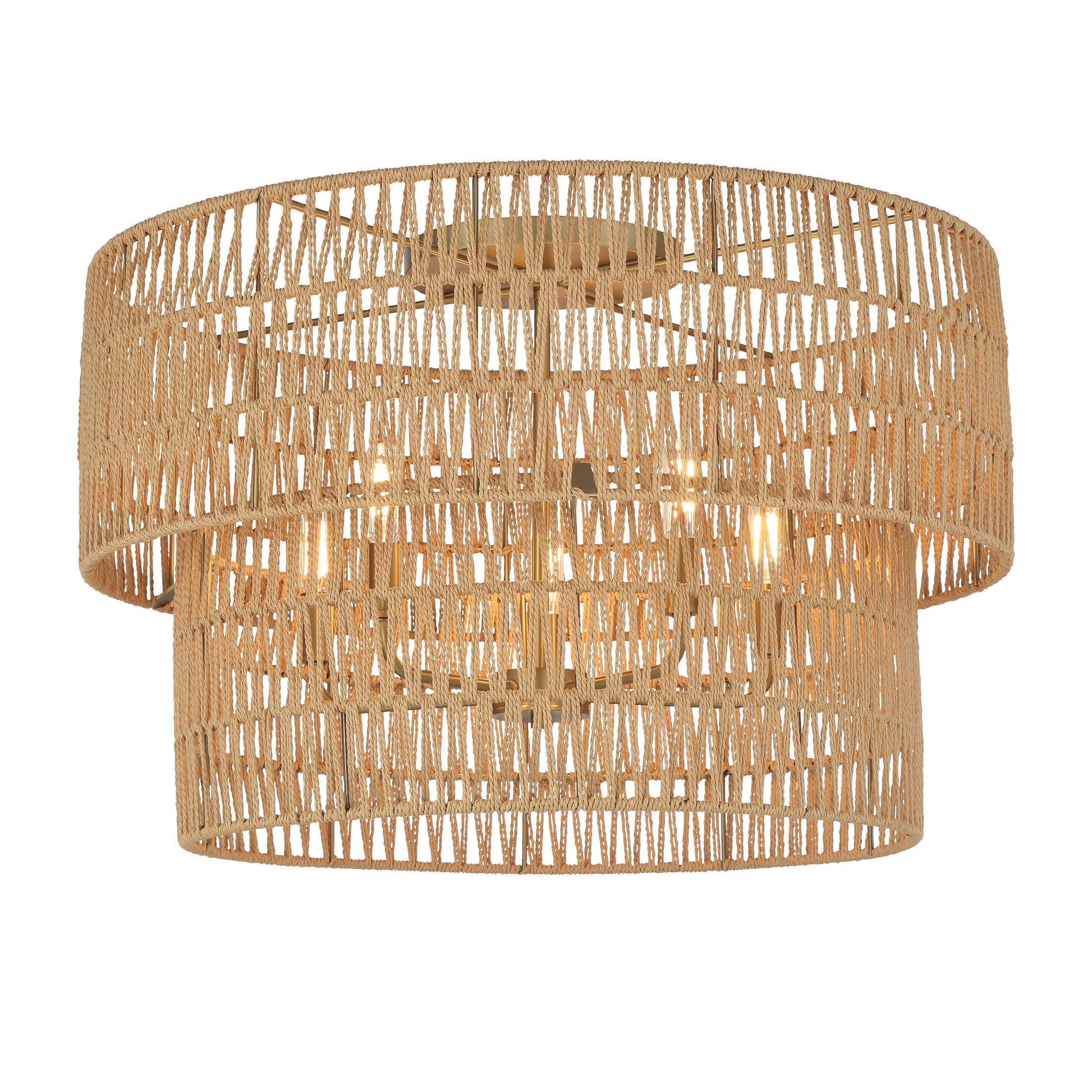 Bungalow Heaven 17" 5 Light Flush Mount in Soft Brass Finish with Papyrus Rope Shade - Minka-Lavery