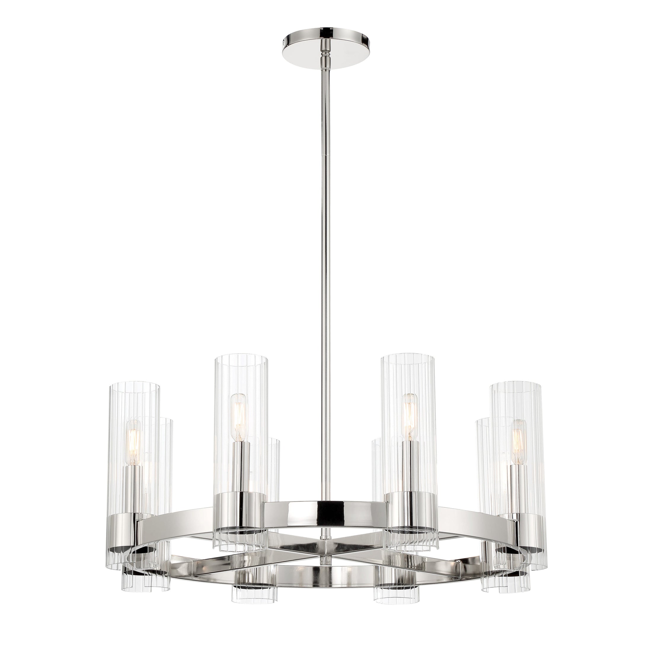 Vernon Place 8 Light Chandelier in Chrome with Clear Ribbed Glass - Minka-Lavery
