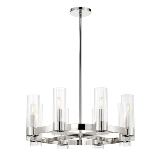 Vernon Place 8 Light Chandelier in Chrome with Clear Ribbed Glass - Minka-Lavery