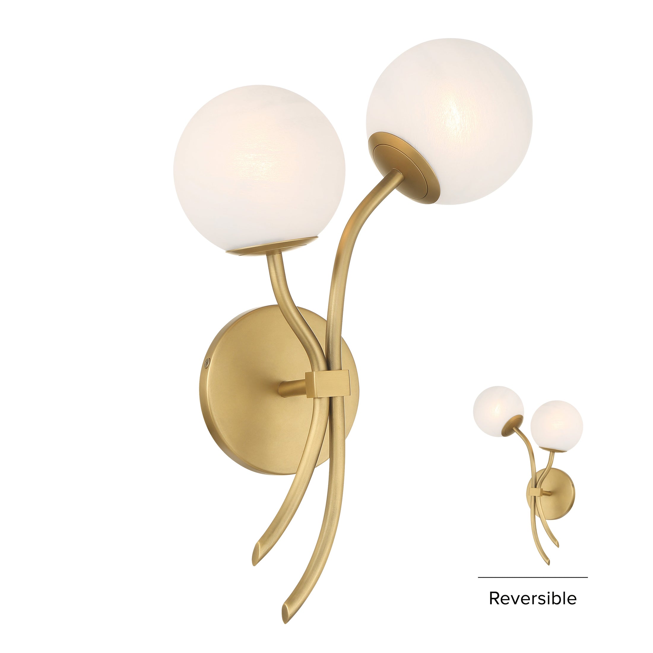 Curven 2-Light Wall Sconce - Legacy Brass with Etched Alabaster Glass - Minka-Lavery