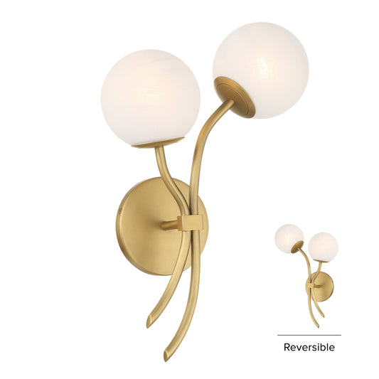 Curven 2-Light Wall Sconce - Legacy Brass with Etched Alabaster Glass - Minka-Lavery