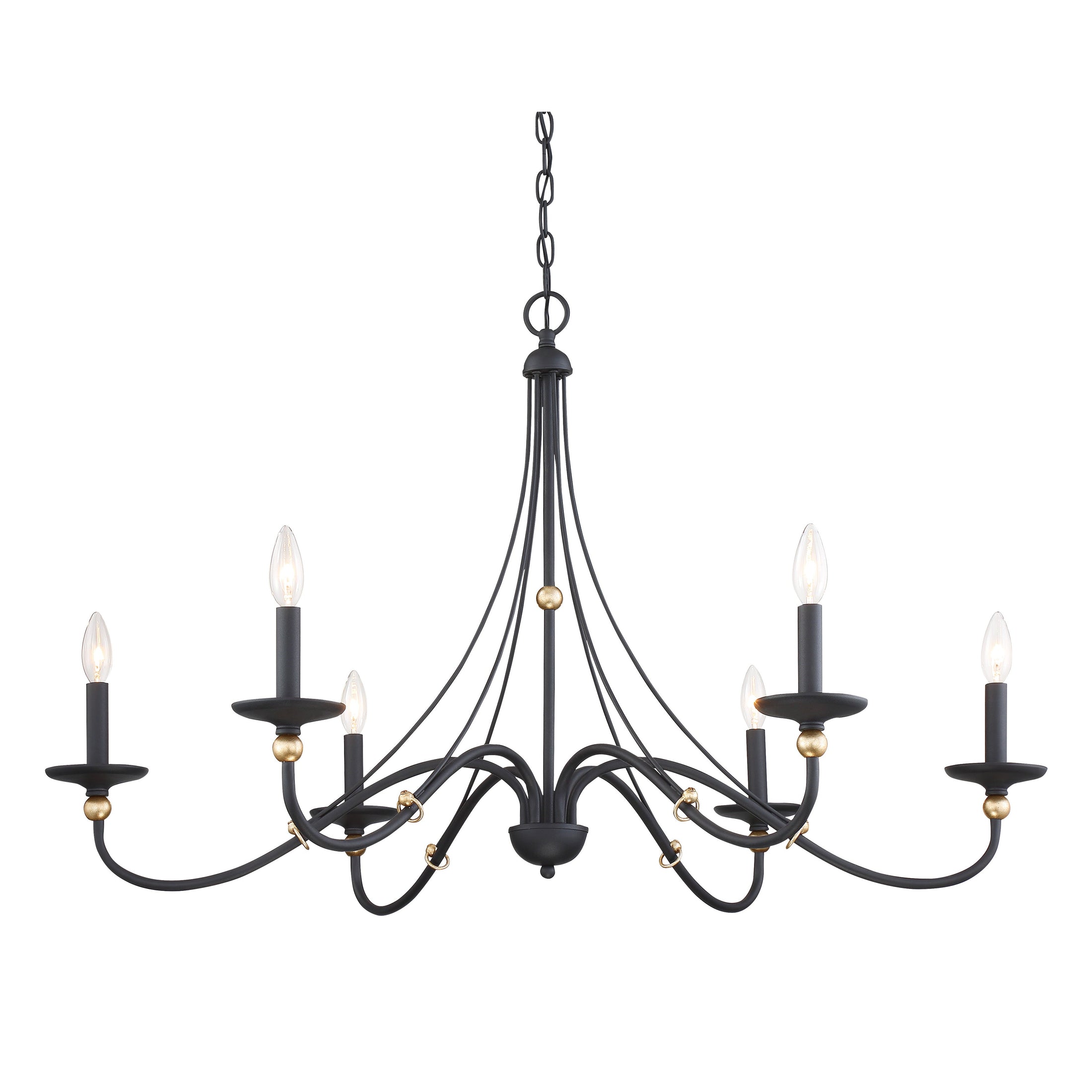 Westchester County 6 Light 40" Chandelier in Sand Coal with Skyline Gold Leaf - Minka-Lavery