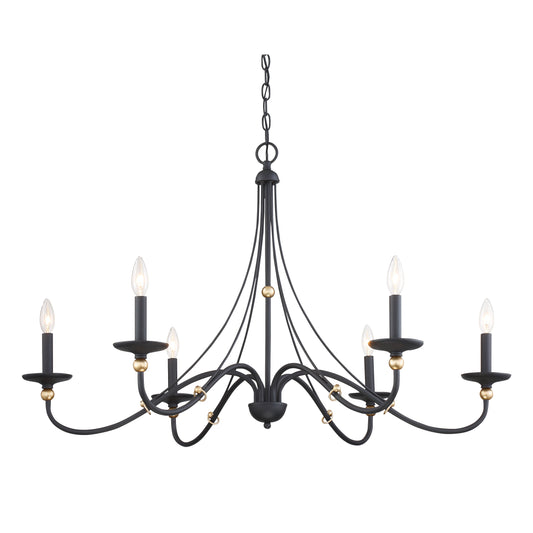 Westchester County 6 Light 40" Chandelier in Sand Coal with Skyline Gold Leaf - Minka-Lavery