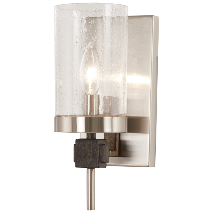 Bridlewood 1 Light Bath in Stone Grey with Brushed Nickel Finish with Clear Seeded Glass - Minka-Lavery
