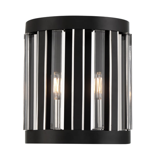 Majestic Splendor 2 Light Wall Sconce Fixture in Metal with Acrylic Accents in Sand Coal and Polished Nickel Finish - Minka-Lavery