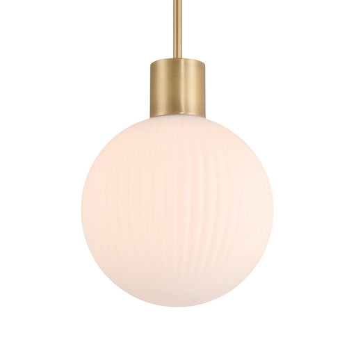 Fenton 1-Light Pendant - Legacy Brass with White Striped Glass - Minka-Lavery